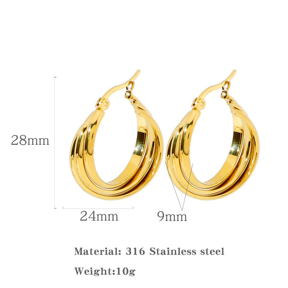 Wholesale Stainless Steel Geometric Spiral Twisted Patchwork Earrings Electroplated For Women