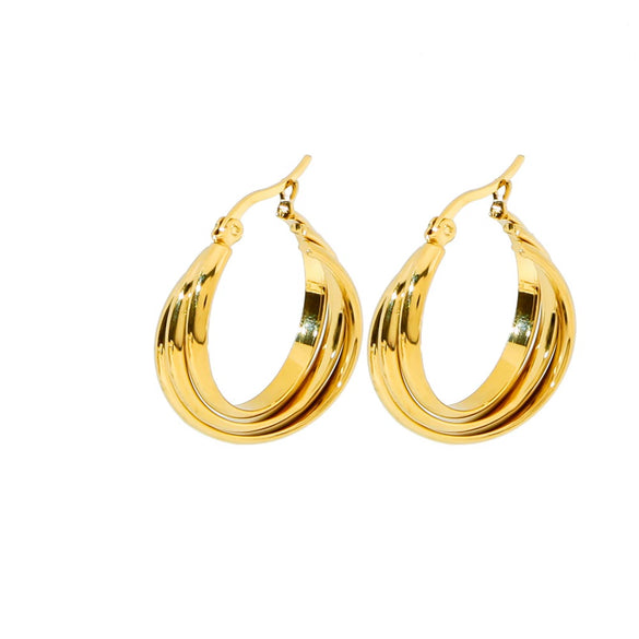 Wholesale Stainless Steel Geometric Spiral Twisted Patchwork Earrings Electroplated For Women