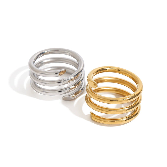 Wholesale Stainless Steel Geometric Split Voxel Ring Electroplated Trend Jewelry For Women