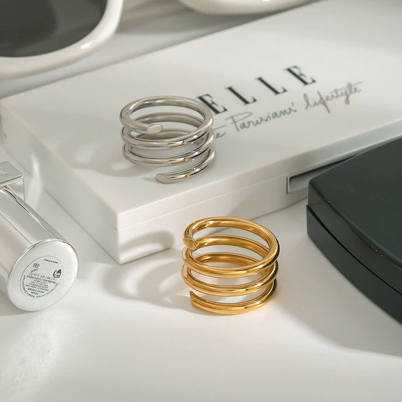 Wholesale Stainless Steel Geometric Split Voxel Ring Electroplated Trend Jewelry For Women
