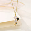 Wholesale Stainless Steel Geometric Square Crystal Clavicle Necklace With Electroplating For Women