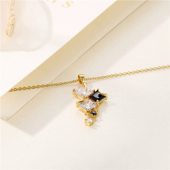 Wholesale Stainless Steel Geometric Square Crystal Clavicle Necklace With Electroplating For Women