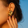 Wholesale Stainless Steel Geometric Square Earrings Inlaid With Black Hammer 18K Gold Electroplated For Women