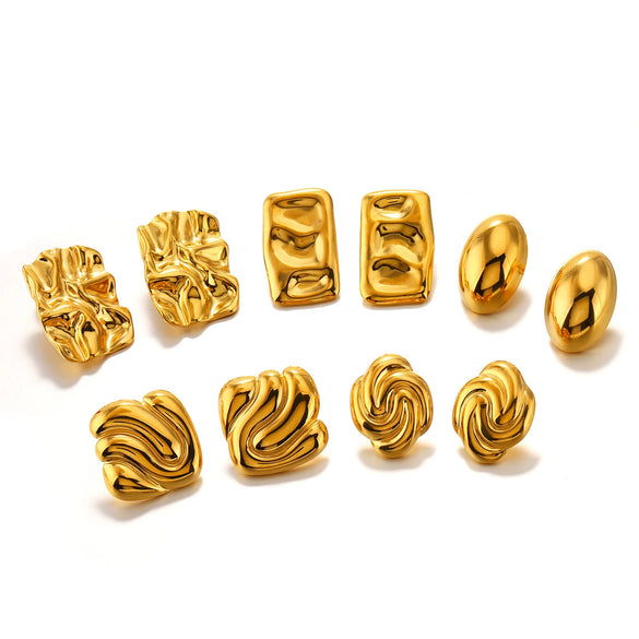 Wholesale Stainless Steel Geometric Square Earrings 18K Gold Plated Manual High Polished
