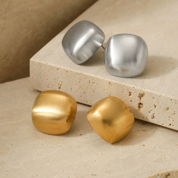 Wholesale Stainless Steel Geometric Square Earrings With Electroplating Unique Fashion Design For Women