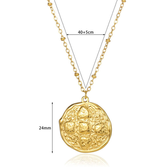 Wholesale Stainless Steel Geometric Square Electroplated Necklace For Unisex With Irregular Texture