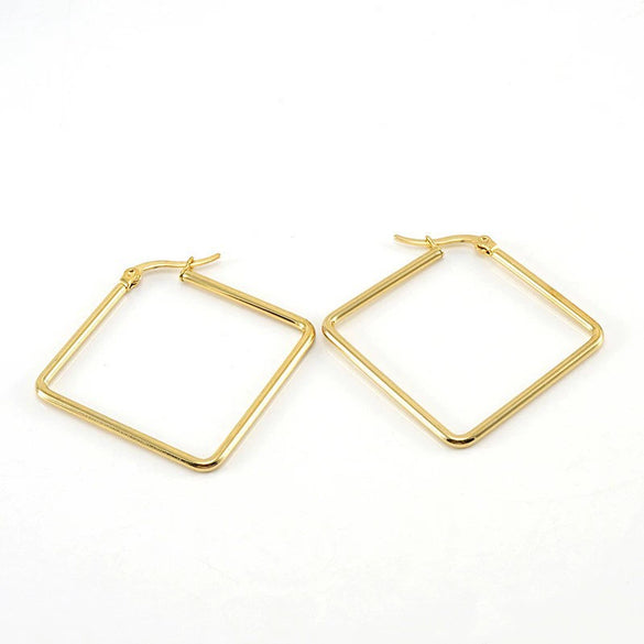 Wholesale Stainless Steel Geometric Square Electroplated Women's Earrings With Distinctive Light Luxury High End Sense