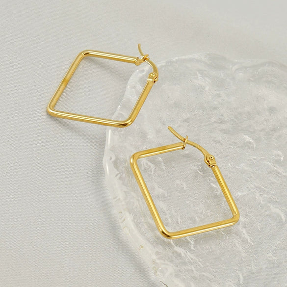 Wholesale Stainless Steel Geometric Square Electroplated Women's Earrings With Distinctive Light Luxury High End Sense