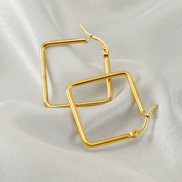 Wholesale Stainless Steel Geometric Square Electroplated Women's Earrings With Distinctive Light Luxury High End Sense