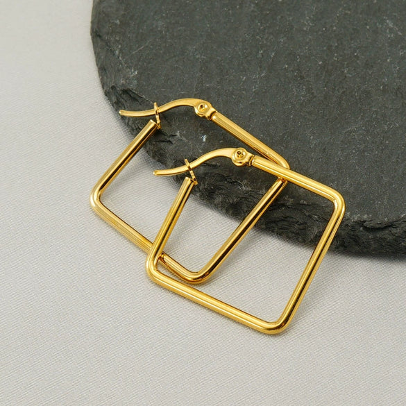 Wholesale Stainless Steel Geometric Square Electroplated Women's Earrings With Distinctive Light Luxury High End Sense