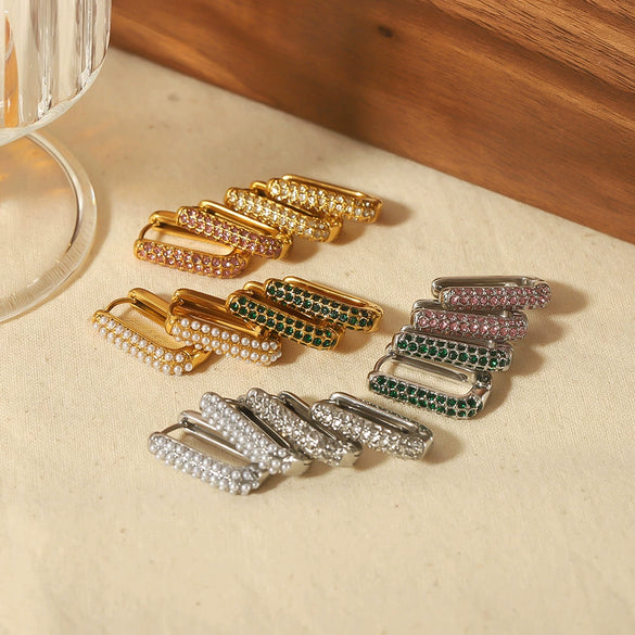 Wholesale Stainless Steel Geometric Square Electroplated Women's Earrings