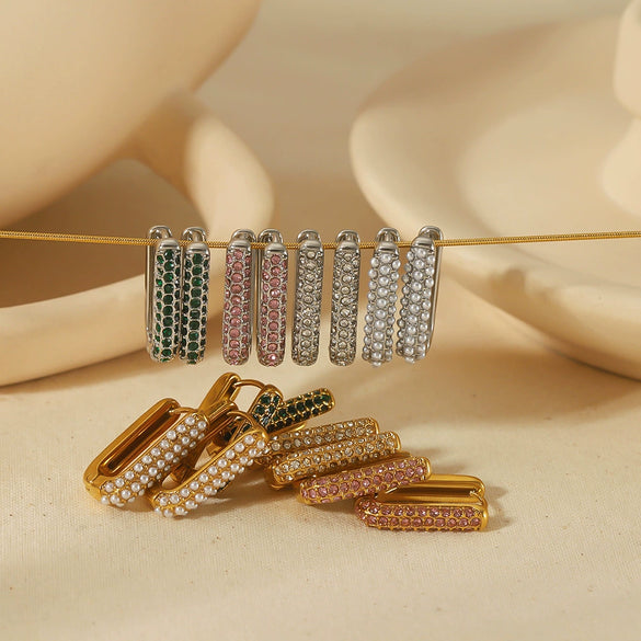 Wholesale Stainless Steel Geometric Square Electroplated Women's Earrings