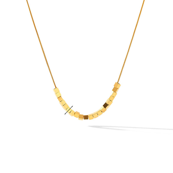 Wholesale Stainless Steel Geometric Square Pendant Necklace For Women Electroplated Titanium Steel Bone Chain