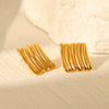 Wholesale Stainless Steel Geometric Square Pleated Electroplated Women's Earrings