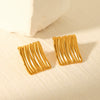 Wholesale Stainless Steel Geometric Square Pleated Electroplated Women's Earrings