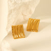 Wholesale Stainless Steel Geometric Square Pleated Electroplated Women's Earrings