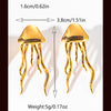 Wholesale Stainless Steel Geometric Square Pleated Jellyfish Long Tassel Earrings With Real Gold Electroplated For Women
