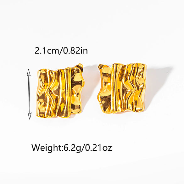 Wholesale Stainless Steel Geometric Square Pleated Jellyfish Long Tassel Earrings With Real Gold Electroplated For Women