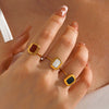 Wholesale Stainless Steel Geometric Square Ring For Women With Electroplating And Oil Dripping Design