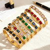 Wholesale Stainless Steel Geometric Square Stained Glass Stone 18K Gold Plated Bracelet Jewelry Accessories