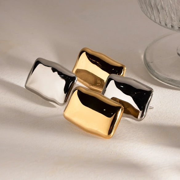 Wholesale Stainless Steel Geometric Square Stud Earrings For Women With Electroplating