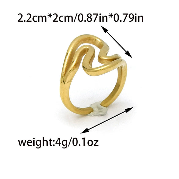 Wholesale Stainless Steel Geometric Sshaped Hollow Fashion Women's Opening Ring With Electroplating