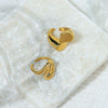 Wholesale Stainless Steel Geometric Sshaped Hollow Fashion Women's Opening Ring With Electroplating