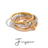 Wholesale Stainless Steel Geometric Stacked Ring Electroplated Women's Hand Jewelry