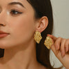 Wholesale Stainless Steel Geometric Stamped Pleated Earrings For Women Medieval Style