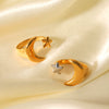 Wholesale Stainless Steel Geometric Star And Moon Ring For Women Electroplated Highend Hand Jewelry