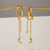 Wholesale Stainless Steel Geometric Star And Moon Tassel Earrings Light Luxury Highend Vacuum Plated In Furnace Women's Jewelry