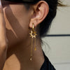 Wholesale Stainless Steel Geometric Star And Moon Tassel Earrings Light Luxury Highend Vacuum Plated In Furnace Women's Jewelry