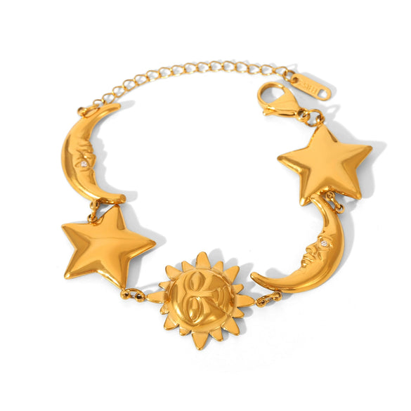 Wholesale Stainless Steel Geometric Star Bracelet With Electroplating For Women