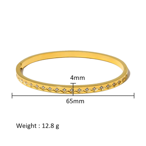 Wholesale Stainless Steel Geometric Star Flower Zircon Ladies Buckle Bracelet With 18K Plating