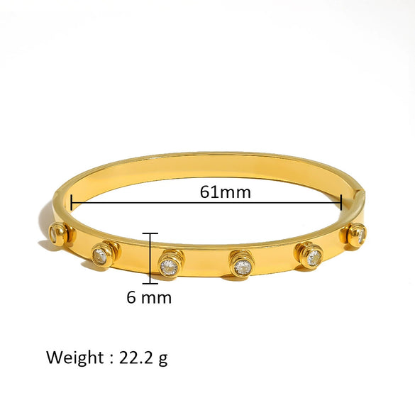 Wholesale Stainless Steel Geometric Star Flower Zircon Ladies Buckle Bracelet With 18K Plating