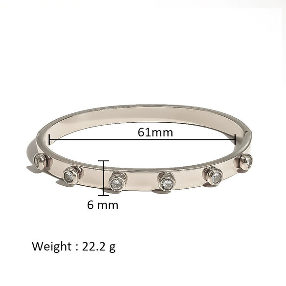 Wholesale Stainless Steel Geometric Star Flower Zircon Ladies Buckle Bracelet With 18K Plating