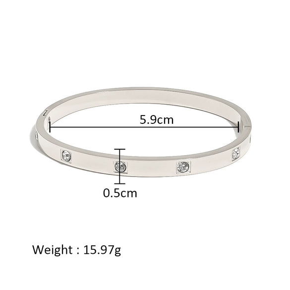 Wholesale Stainless Steel Geometric Star Flower Zircon Ladies Buckle Bracelet With 18K Plating