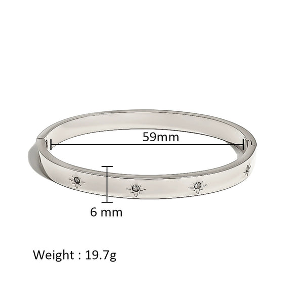 Wholesale Stainless Steel Geometric Star Flower Zircon Ladies Buckle Bracelet With 18K Plating