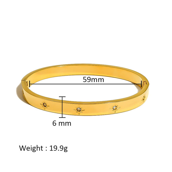 Wholesale Stainless Steel Geometric Star Flower Zircon Ladies Buckle Bracelet With 18K Plating