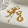 Wholesale Stainless Steel Geometric Star Moon Sun Tassel Earrings Electroplated For Women