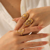Wholesale Stainless Steel Geometric Star Pattern Glue Process Open Ring Jewelry For Women