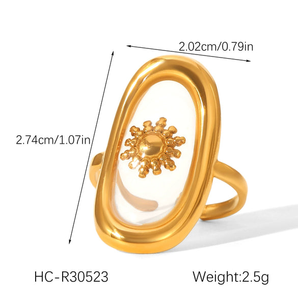 Wholesale Stainless Steel Geometric Star Pattern Glue Process Open Ring Jewelry For Women