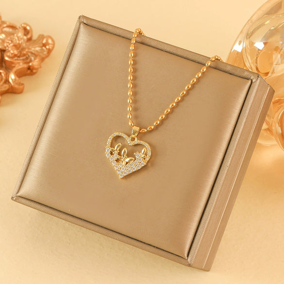 Wholesale Stainless Steel Geometric Star Pendant Necklace With Mixed Gemstone Inlay And Electroplating For Women Rice Bead Chain