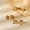 Wholesale Stainless Steel Geometric Star Stud Earrings For Women Electroplated With 18K Gold And Diamond Inlay