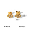 Wholesale Stainless Steel Geometric Star Stud Earrings For Women Electroplated With 18K Gold And Diamond Inlay