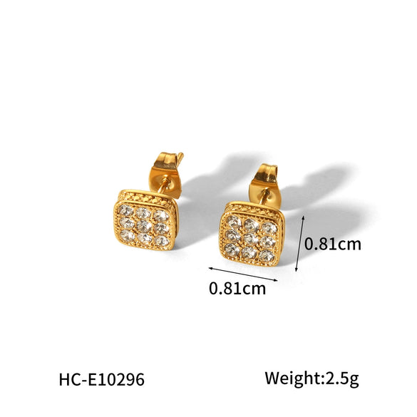 Wholesale Stainless Steel Geometric Star Stud Earrings For Women Electroplated With 18K Gold And Diamond Inlay