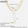 Wholesale Stainless Steel Geometric Star Threelayer Stacked Yshaped Chain Necklace With Vacuum Real Gold Plating In Pvd Furnace For Women