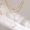 Wholesale Stainless Steel Geometric Star Threelayer Stacked Yshaped Chain Necklace With Vacuum Real Gold Plating In Pvd Furnace For Women