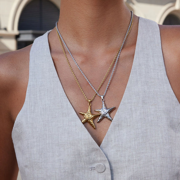 Wholesale Stainless Steel Geometric Star Twist Necklace For Women