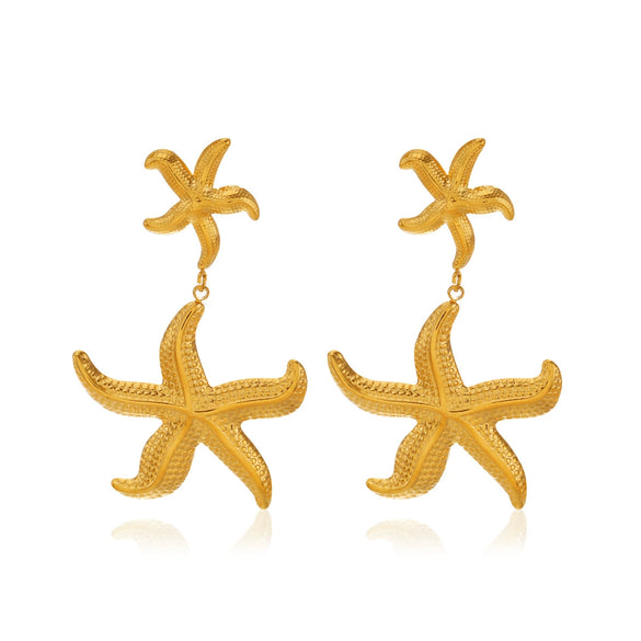 Wholesale Stainless Steel Geometric Starfish Earrings Electroplated For Women